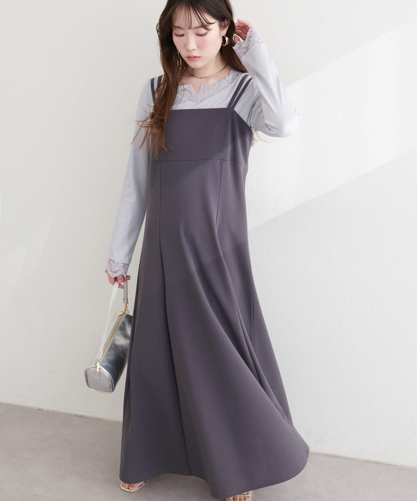 針織喬其吊帶連衣裙