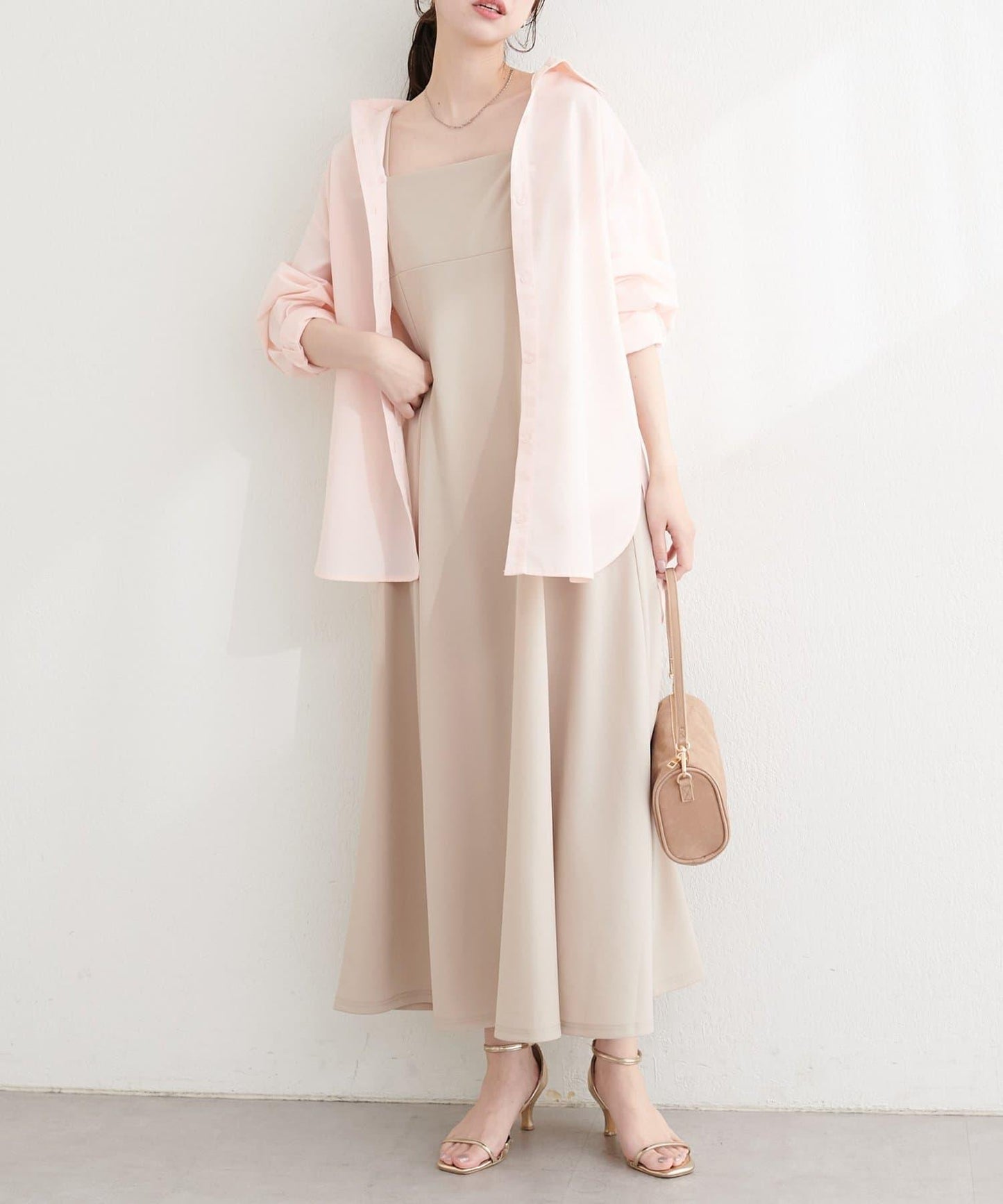 針織喬其吊帶連衣裙