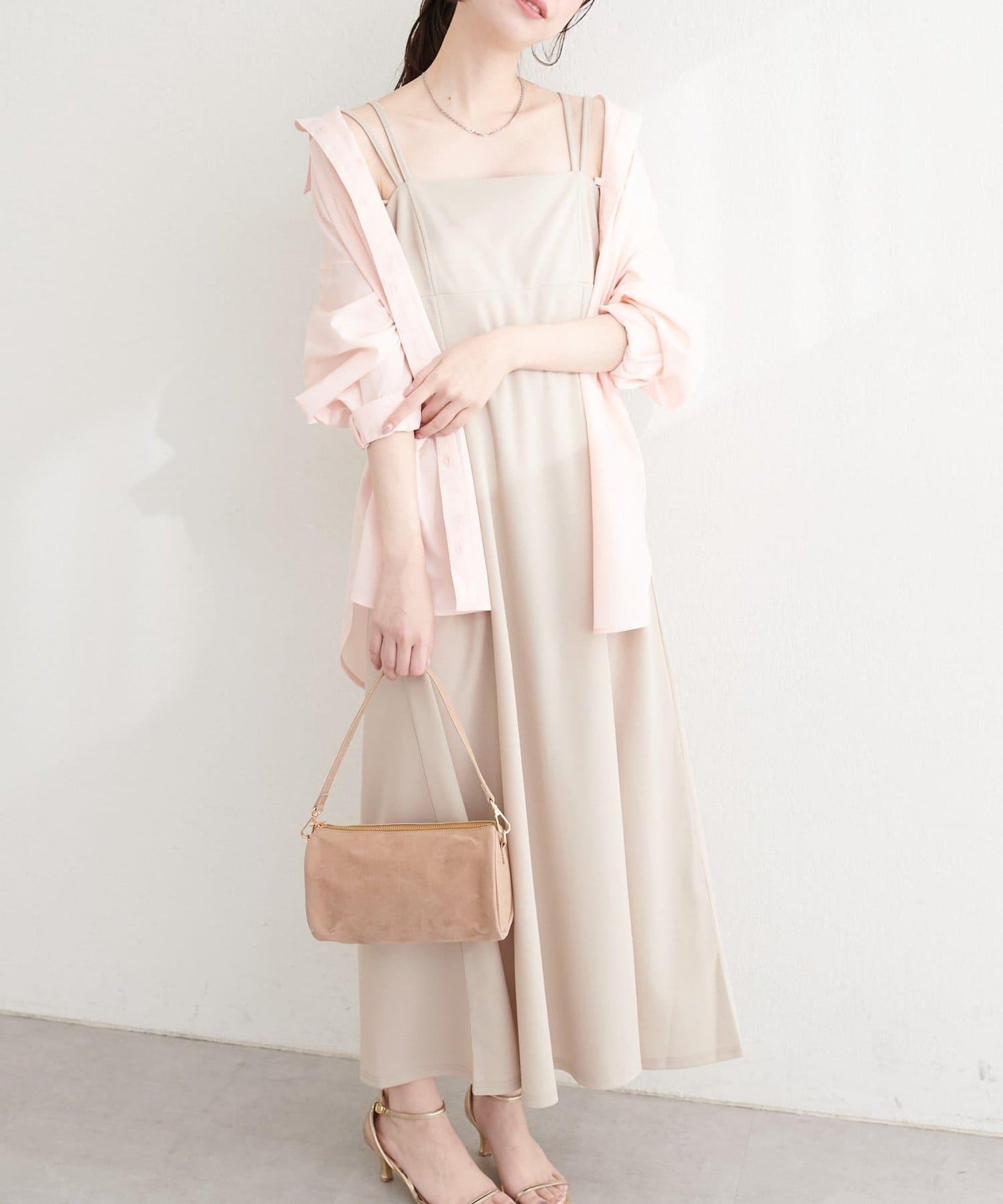 針織喬其吊帶連衣裙