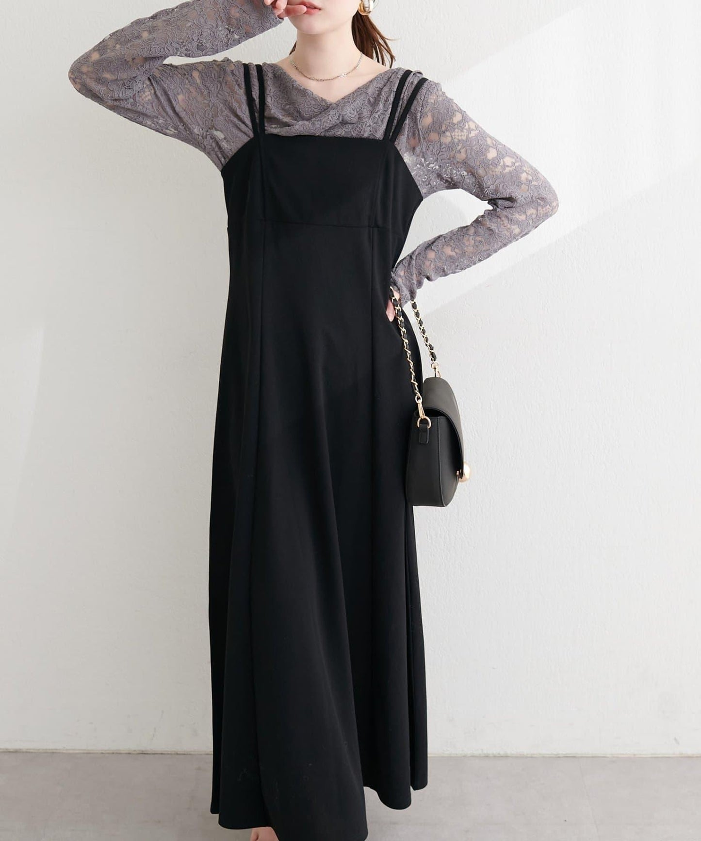 針織喬其吊帶連衣裙