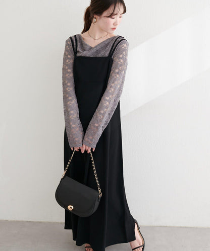 針織喬其吊帶連衣裙