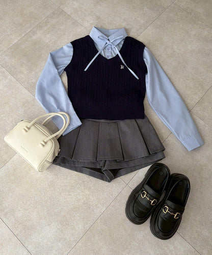 RMAF 襯衫拼接針織背心套頭上衣