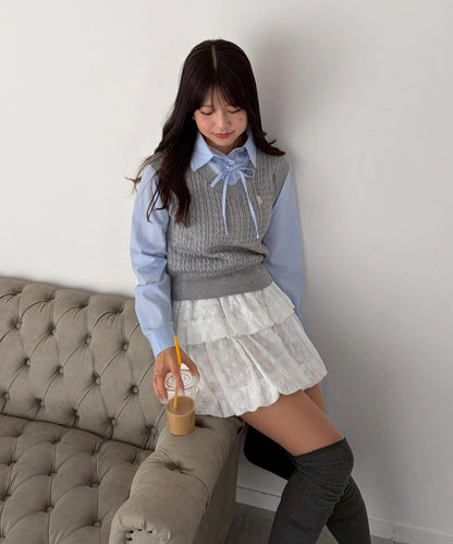 RMAF 襯衫拼接針織背心套頭上衣