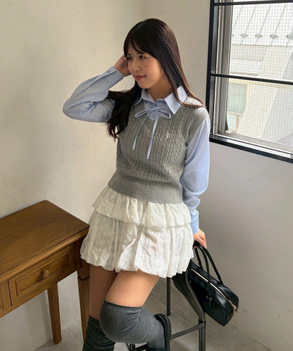 RMAF 襯衫拼接針織背心套頭上衣