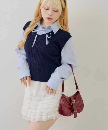 RMAF 襯衫拼接針織背心套頭上衣