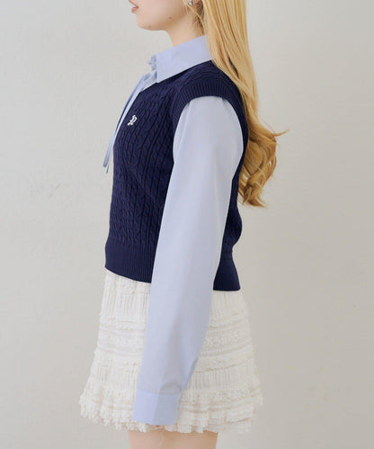 RMAF 襯衫拼接針織背心套頭上衣