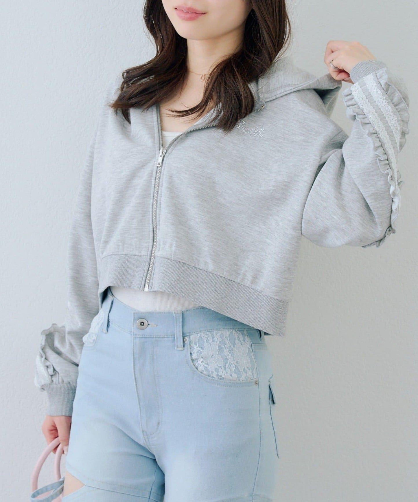 RMAF 成套 運動風蕾絲 連帽衛衣