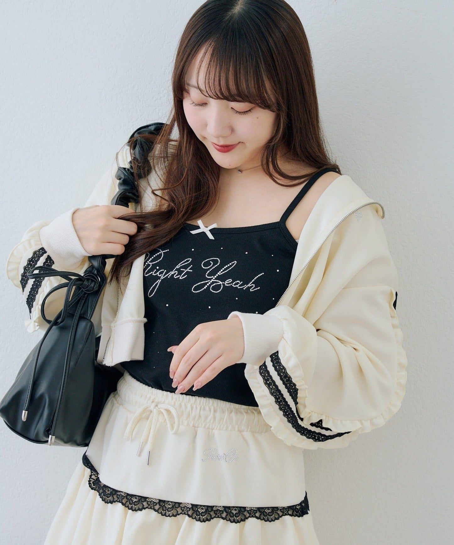 RMAF 成套 運動風蕾絲 連帽衛衣