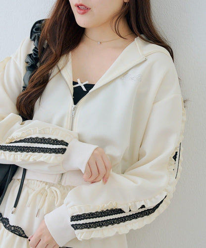 RMAF 成套 運動風蕾絲 連帽衛衣