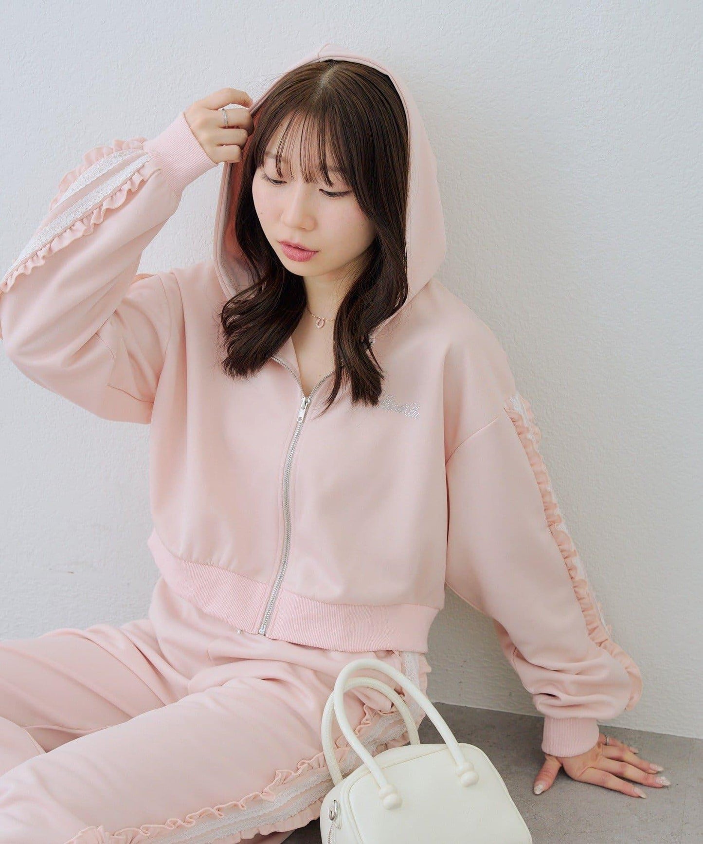 RMAF 成套 運動風蕾絲 連帽衛衣