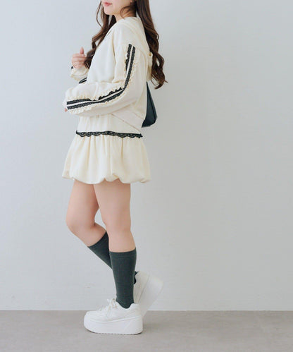 RMAF 成套 運動風蕾絲 連帽衛衣