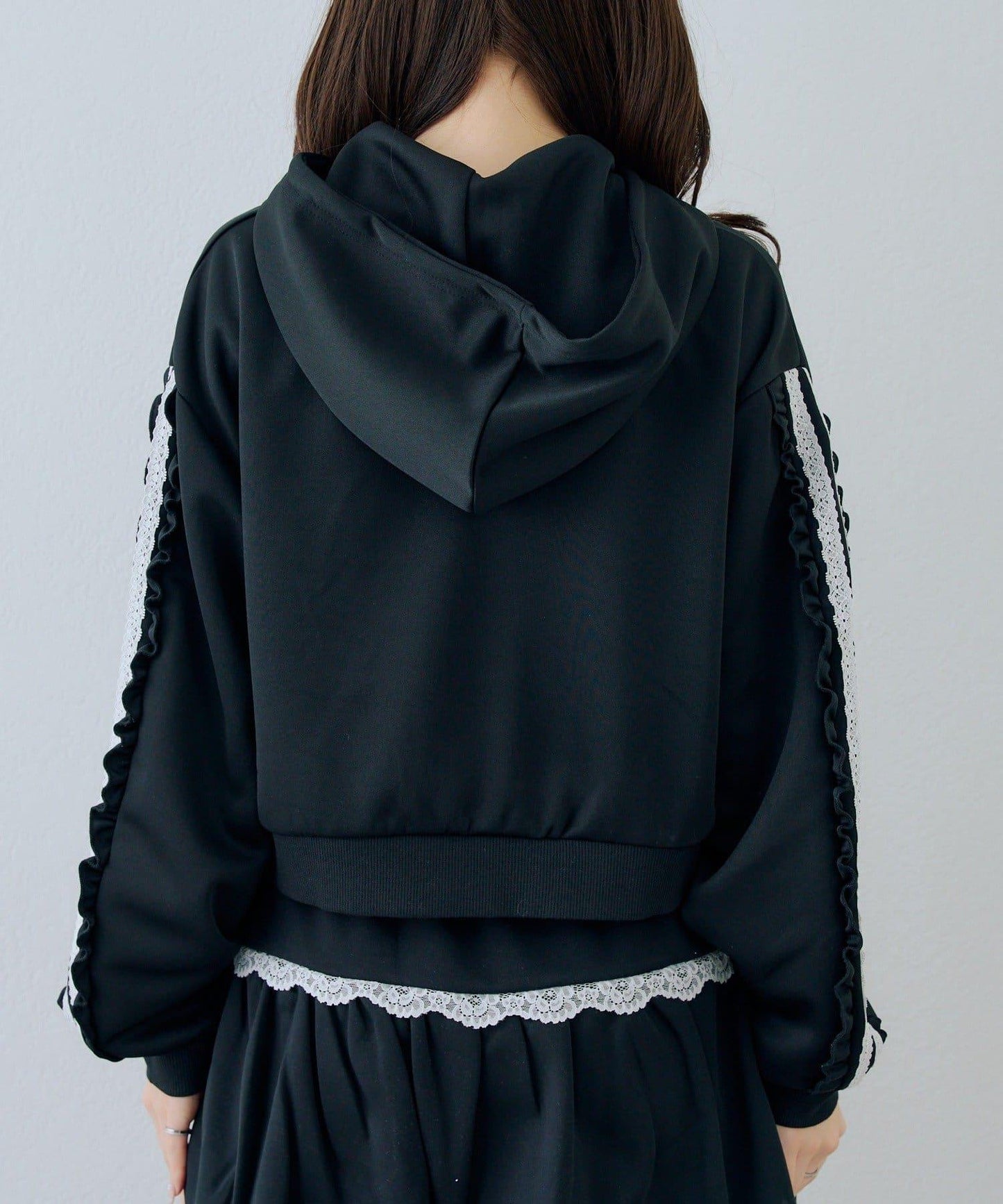 RMAF 成套 運動風蕾絲 連帽衛衣