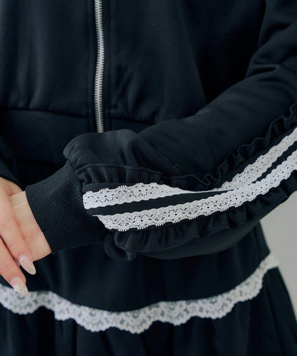 RMAF 成套 運動風蕾絲 連帽衛衣