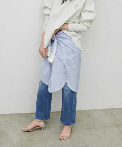 彈力喇叭牛仔褲