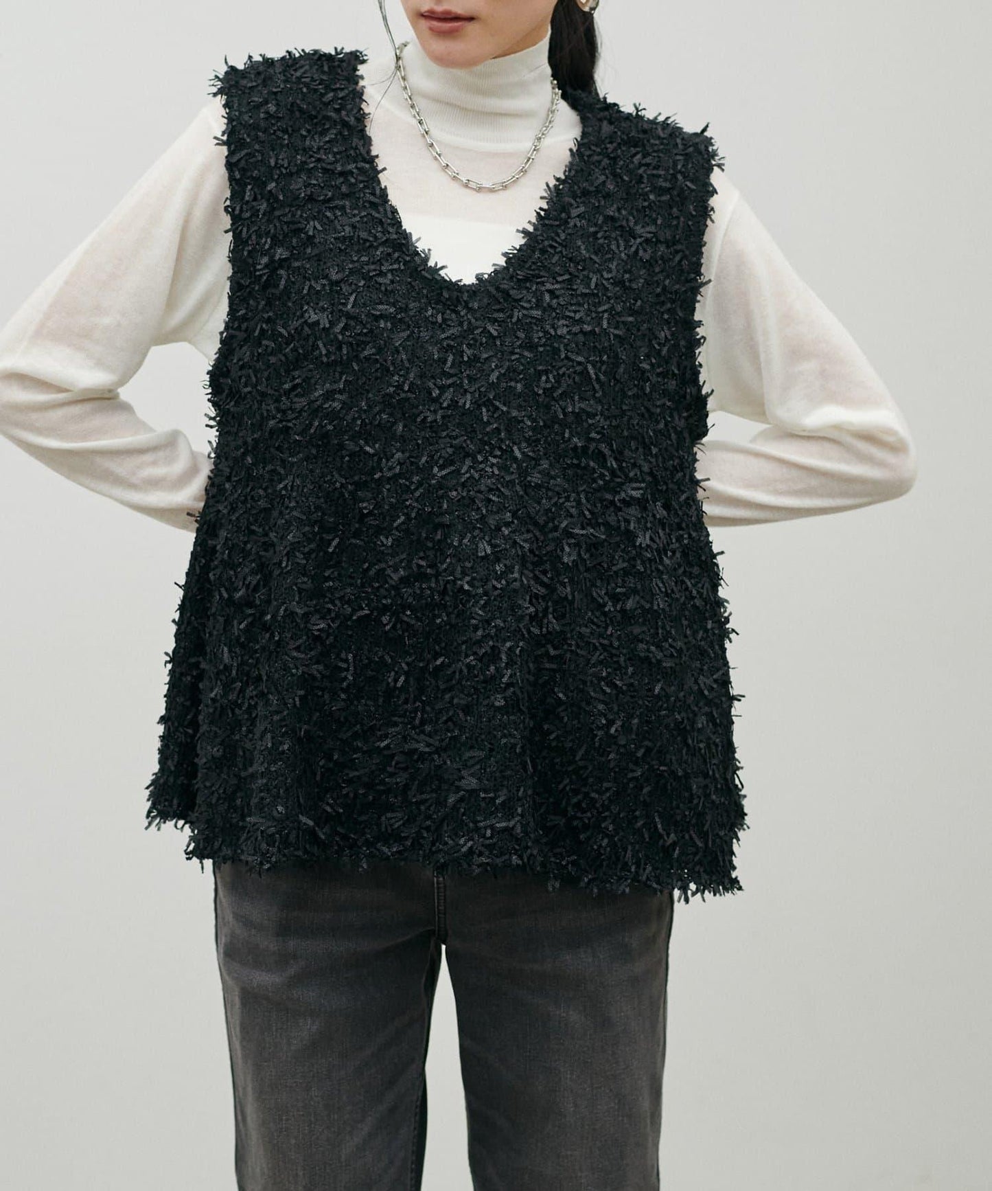 絲帶紗針織背心