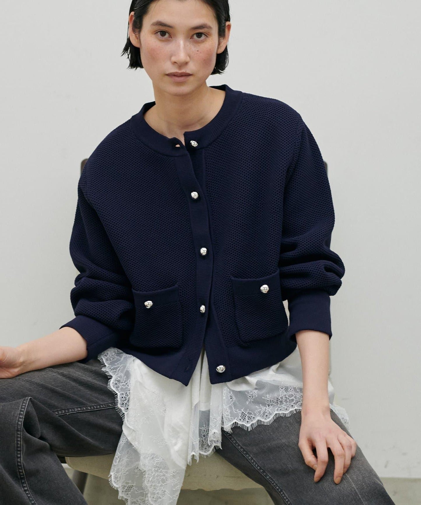 輕盈蜂巢編織針織開衫