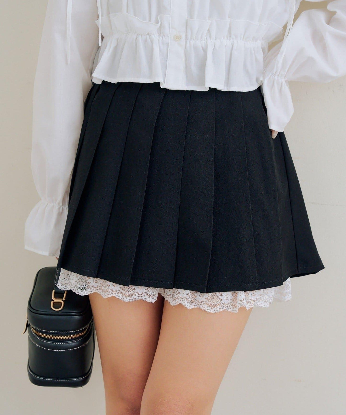 RMAF 裙襬蕾絲褶皺半身裙