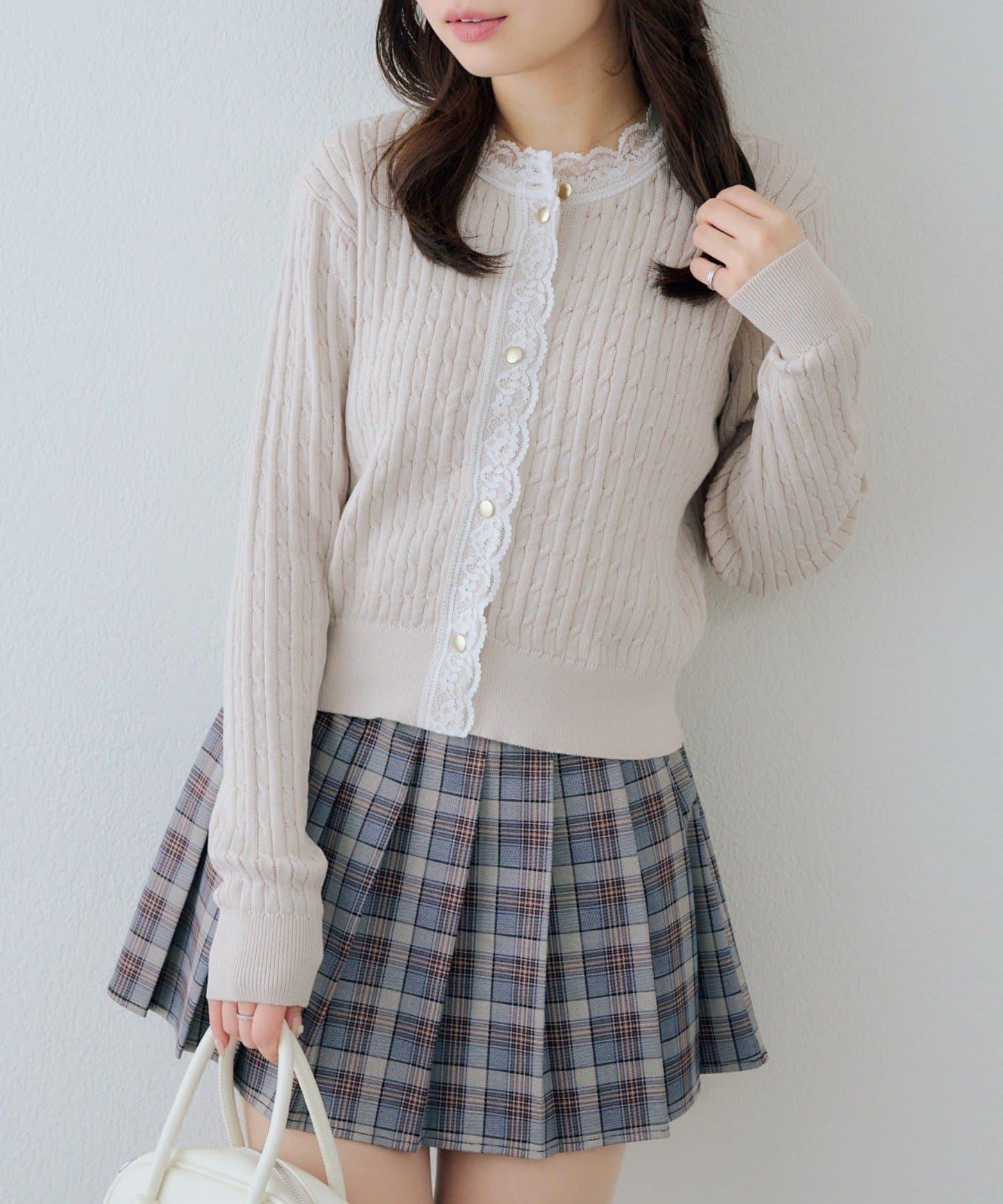 RMAF 麻花紋蕾絲設計 針織開衫