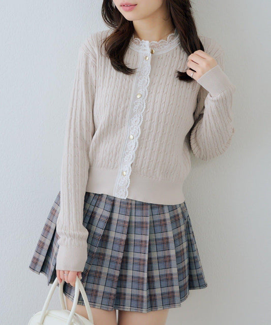 RMAF 麻花紋蕾絲設計 針織開衫