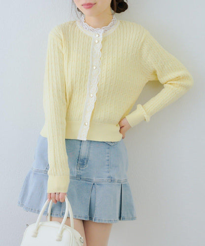 RMAF 麻花紋蕾絲設計 針織開衫