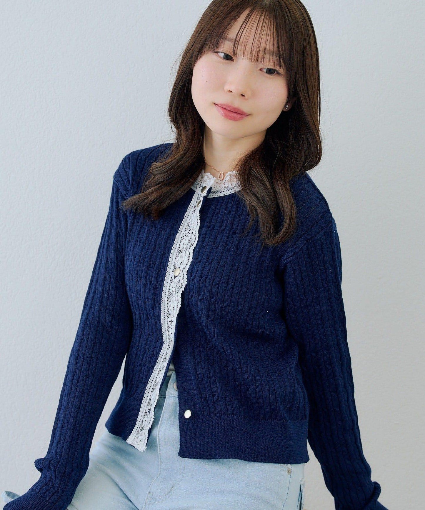 RMAF 麻花紋蕾絲設計 針織開衫