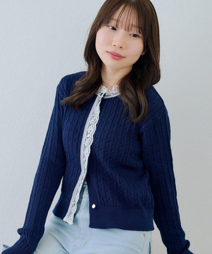 RMAF 麻花紋蕾絲設計 針織開衫