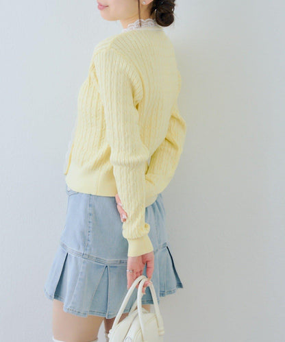 RMAF 麻花紋蕾絲設計 針織開衫