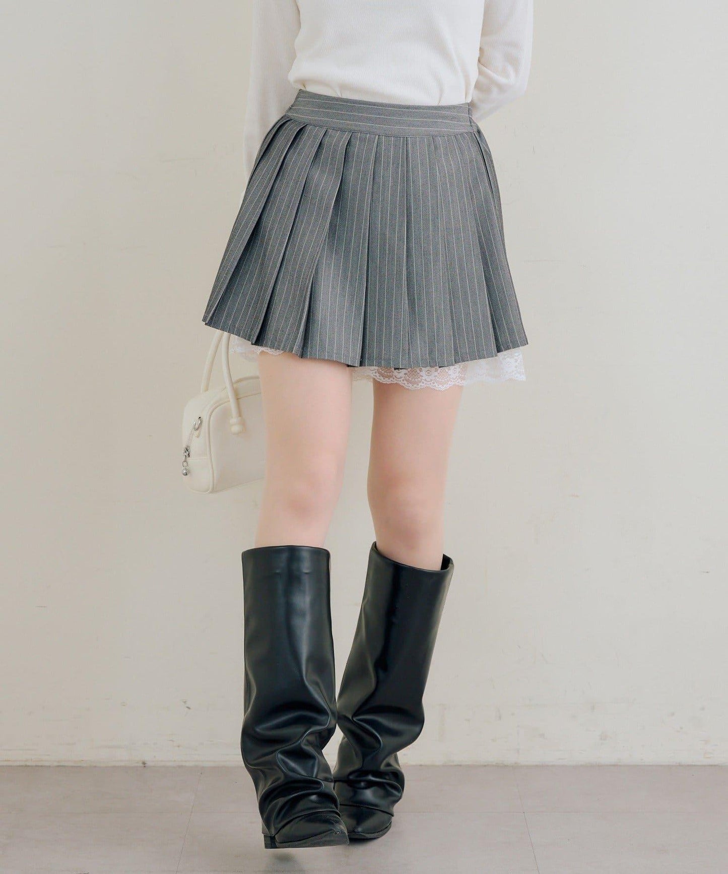 RMAF 裙襬蕾絲褶皺半身裙