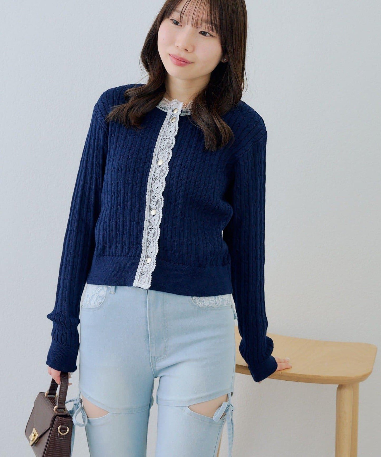 RMAF 麻花紋蕾絲設計 針織開衫