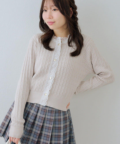 RMAF 麻花紋蕾絲設計 針織開衫