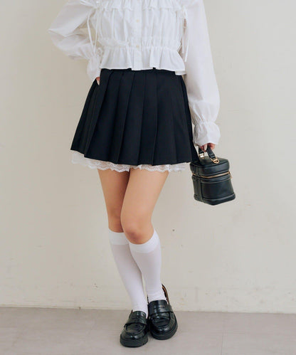 RMAF 裙襬蕾絲褶皺半身裙