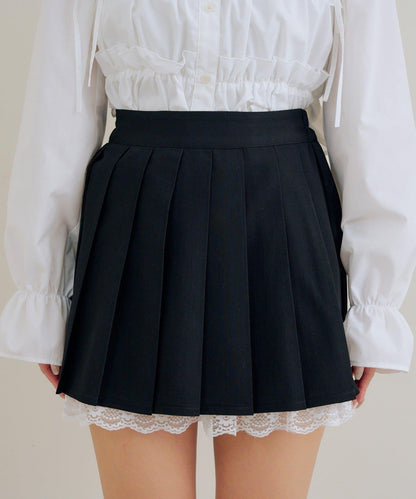 RMAF 裙襬蕾絲褶皺半身裙