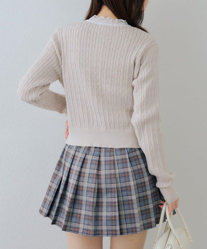 RMAF 麻花紋蕾絲設計 針織開衫