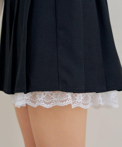 RMAF 裙襬蕾絲褶皺半身裙