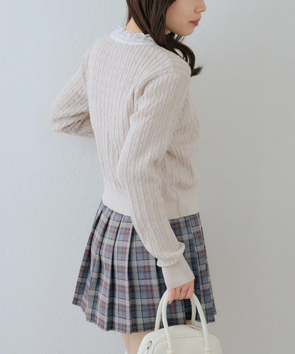 RMAF 麻花紋蕾絲設計 針織開衫