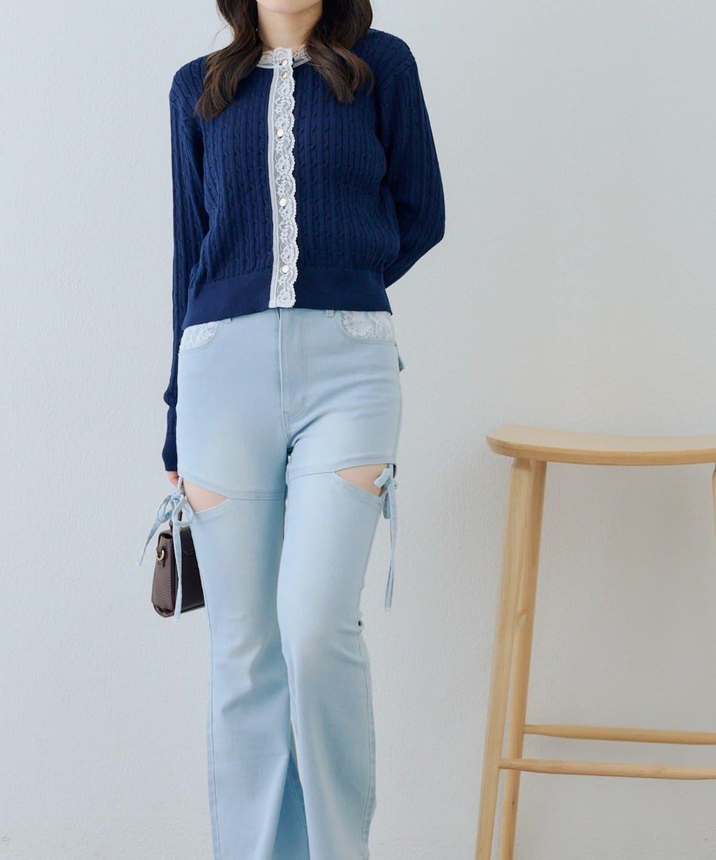 RMAF 麻花紋蕾絲設計 針織開衫