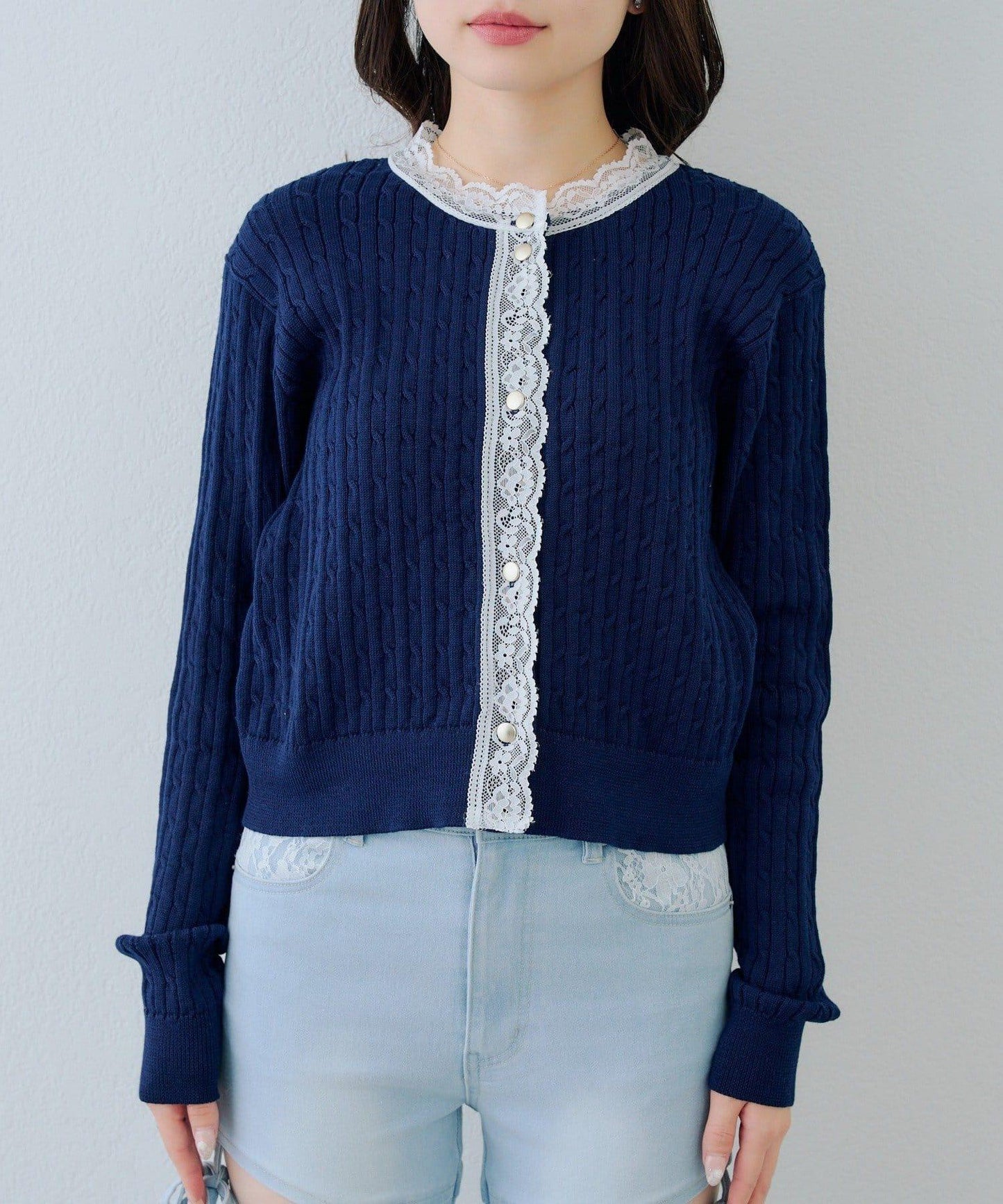 RMAF 麻花紋蕾絲設計 針織開衫