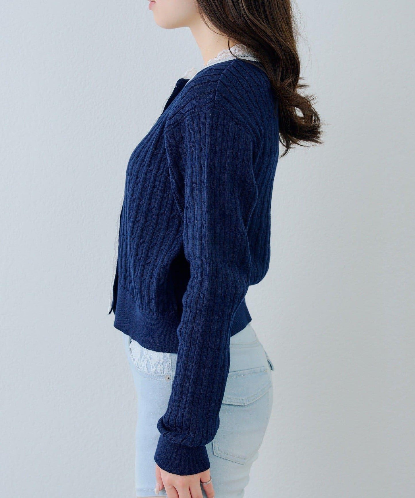 RMAF 麻花紋蕾絲設計 針織開衫