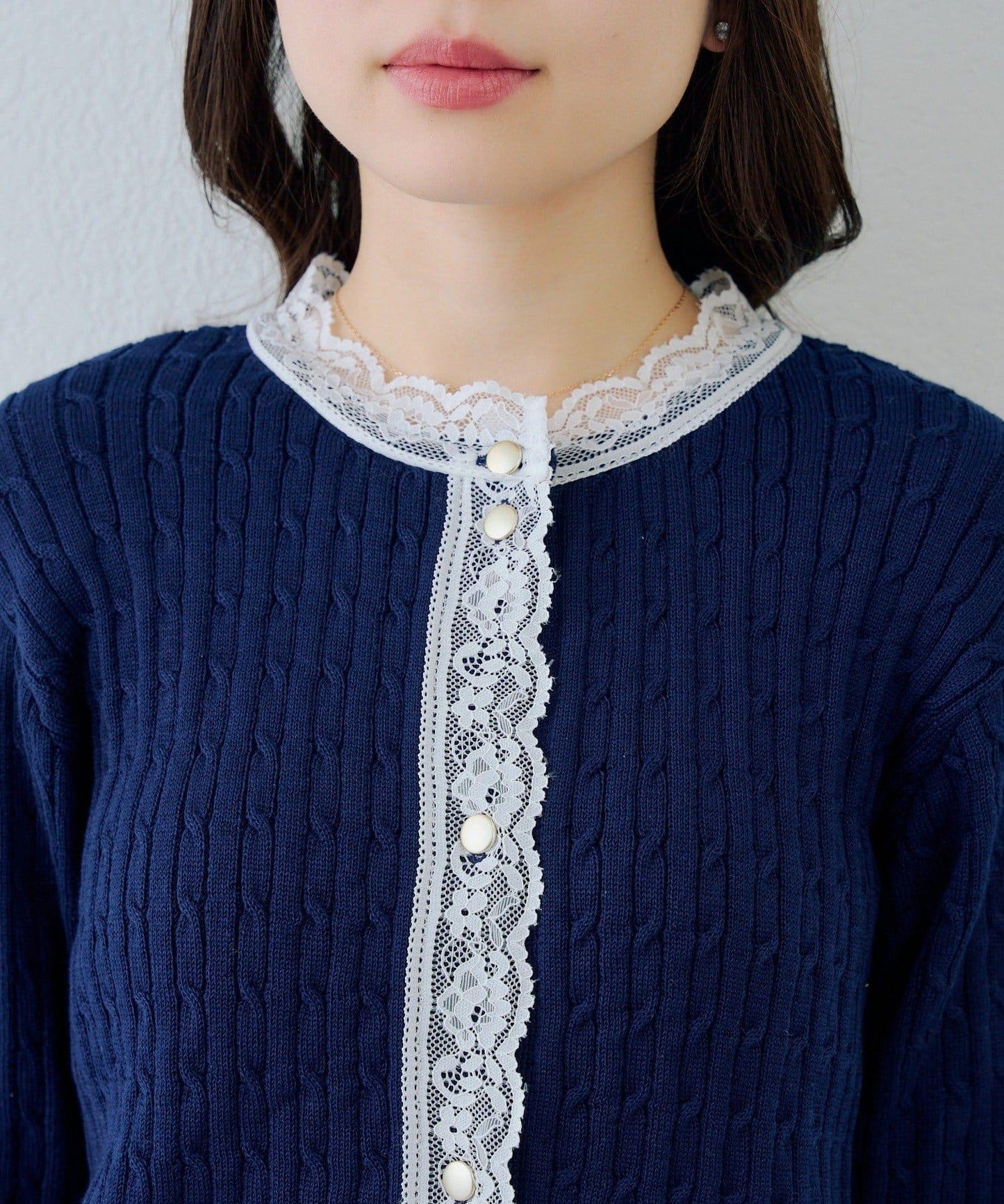 RMAF 麻花紋蕾絲設計 針織開衫