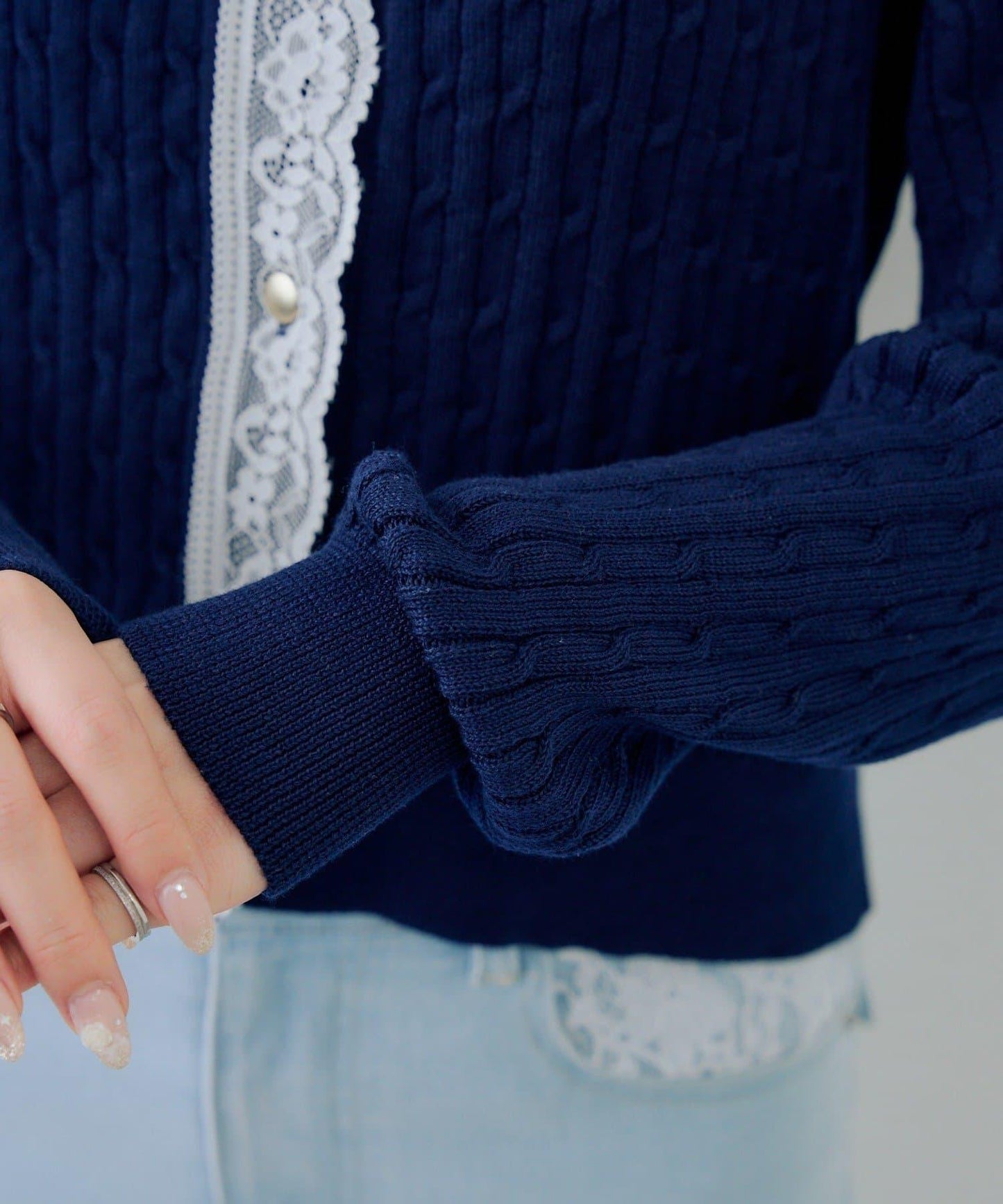 RMAF 麻花紋蕾絲設計 針織開衫