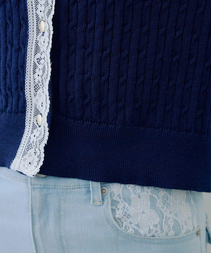 RMAF 麻花紋蕾絲設計 針織開衫