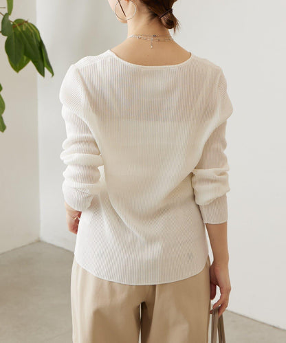 清爽質感羅紋針織上衣