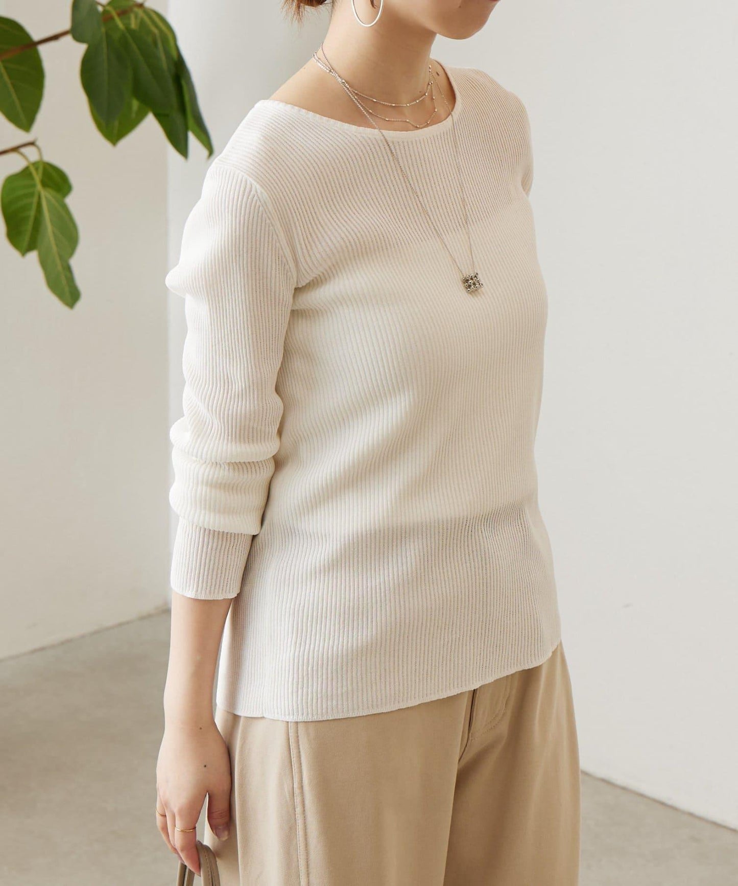 清爽質感羅紋針織上衣