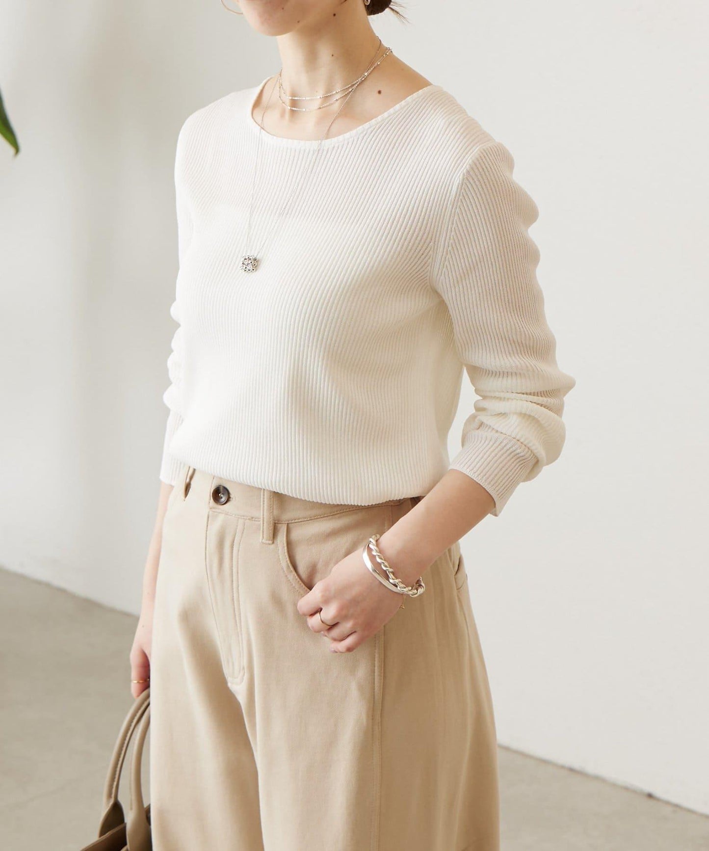 清爽質感羅紋針織上衣