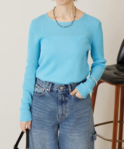 清爽質感羅紋針織上衣