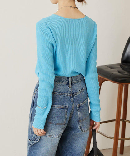 清爽質感羅紋針織上衣