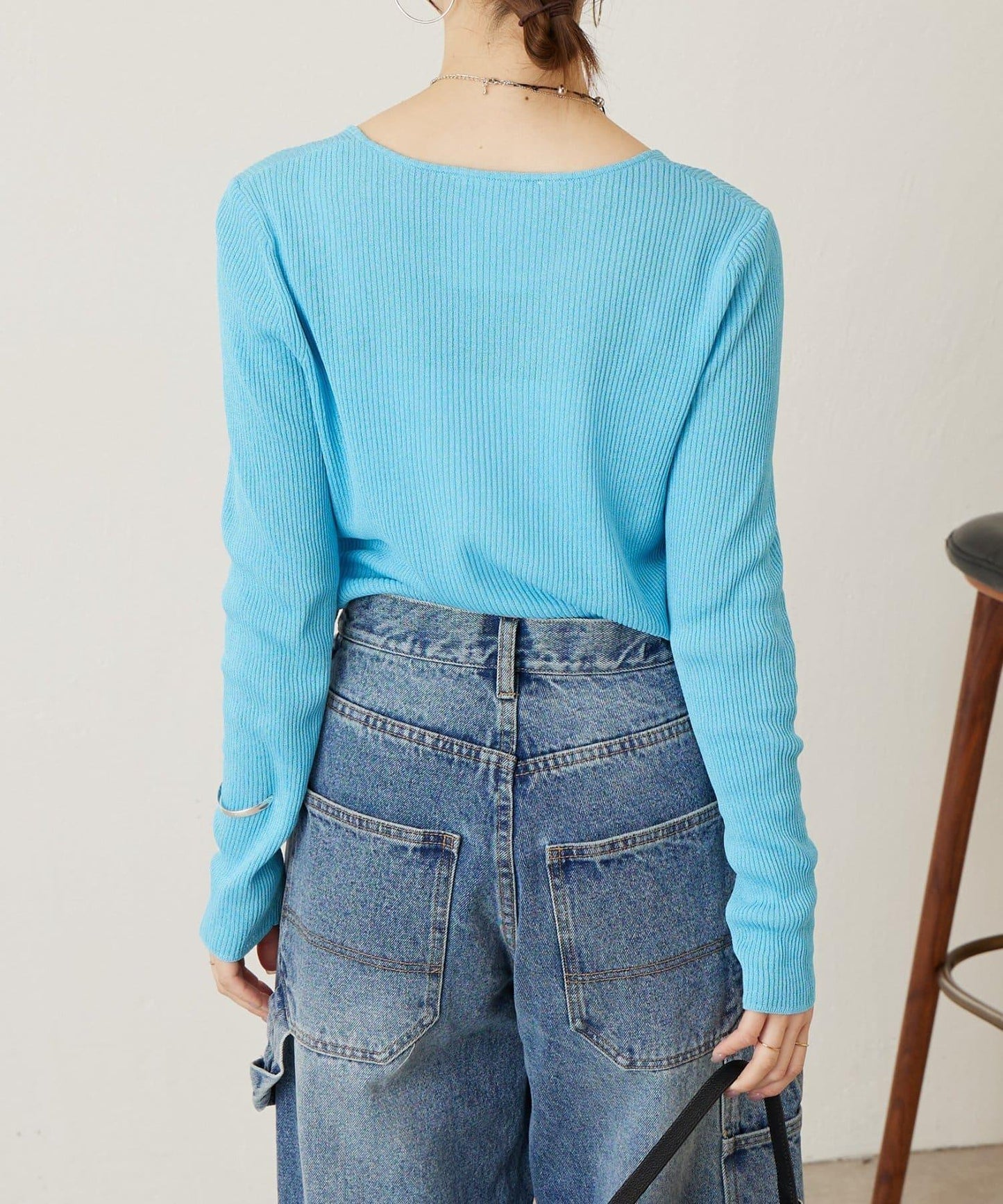 清爽質感羅紋針織上衣