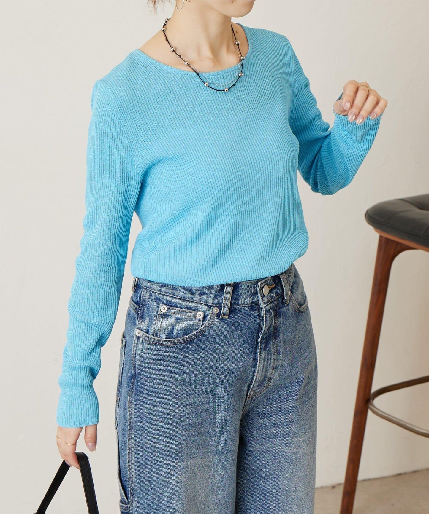 清爽質感羅紋針織上衣