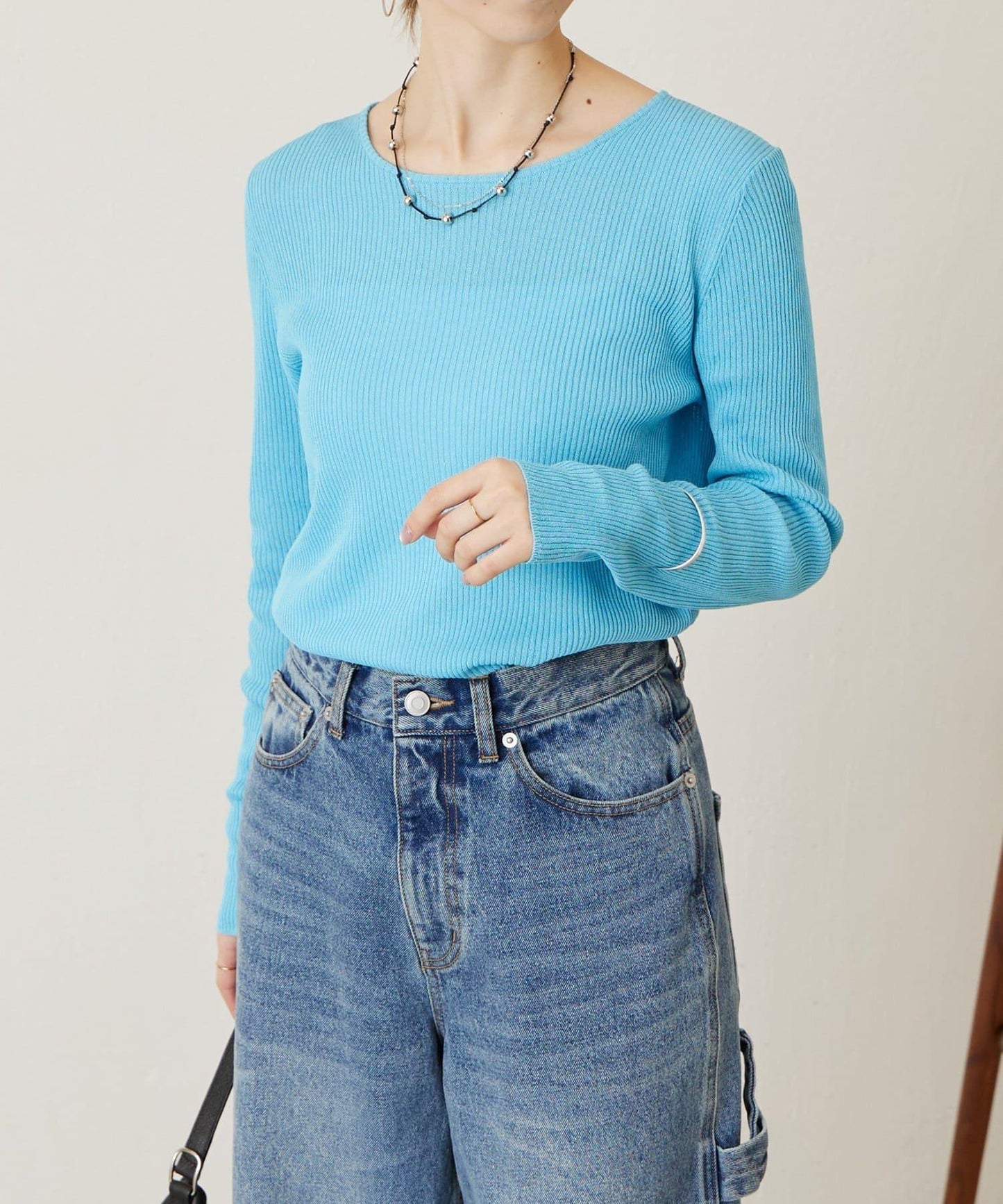 清爽質感羅紋針織上衣