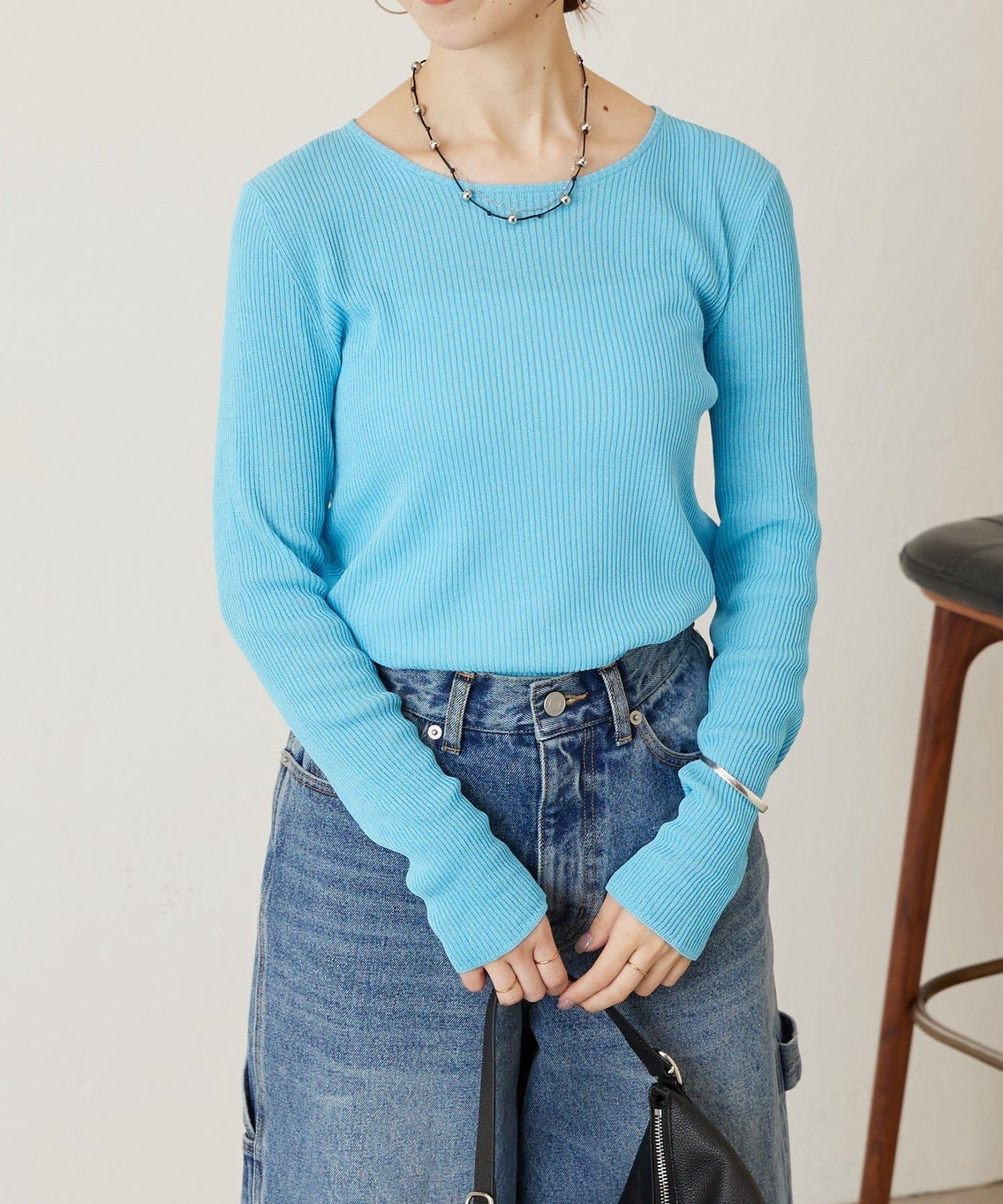 清爽質感羅紋針織上衣